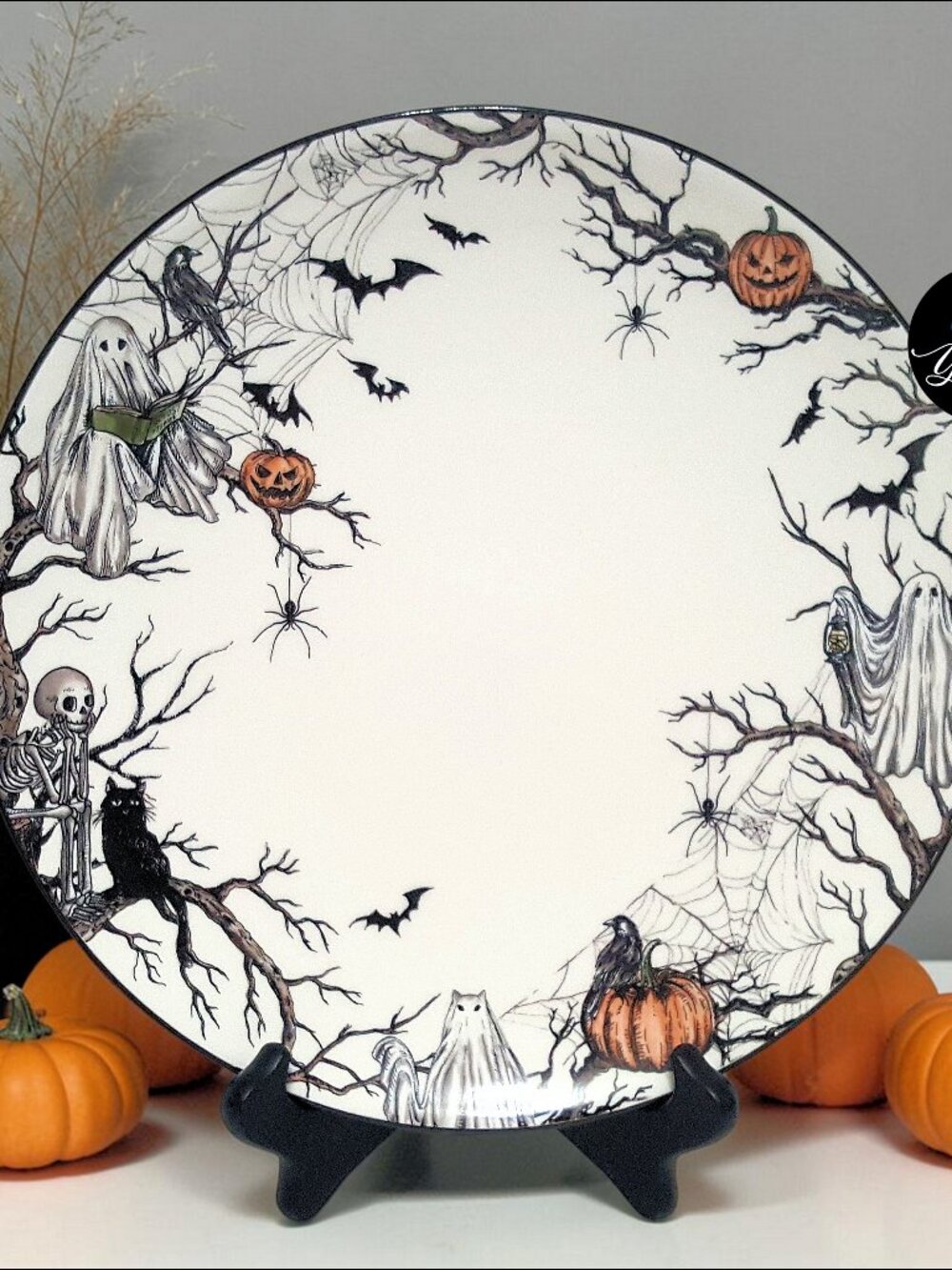 1 Pottery Barn Midnight Manor Dinner Plate 10.75" NEW Stoneware Halloween